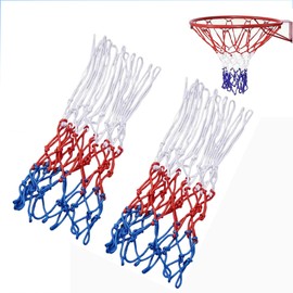 2 PCS Heavy Duty Basketball Net 12 Loops,Tri-Color Basketball Net Replacement,Nylon Braided Duty Nets Durableand Strong Replacement Basketballs Nets Accessories,for Indoor and Outdoor Use