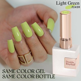 Double Rhythm 15ML Gel Polish Jelly Sheer Pastel Light Milky Color 1 PC 0.53 OZ Bottle UV Nail Polish Art Salon at Home for Women (Tea Green-B-A1410)