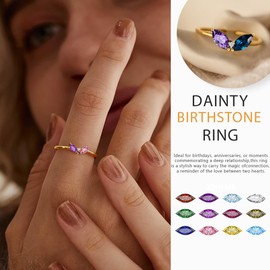 Gold Rings for Women with Birthstone, January Birthday Gifts for Women Birthstone Rings Adjustable Garnet Rings for Daughter Anniversary Christmas Jewelry
