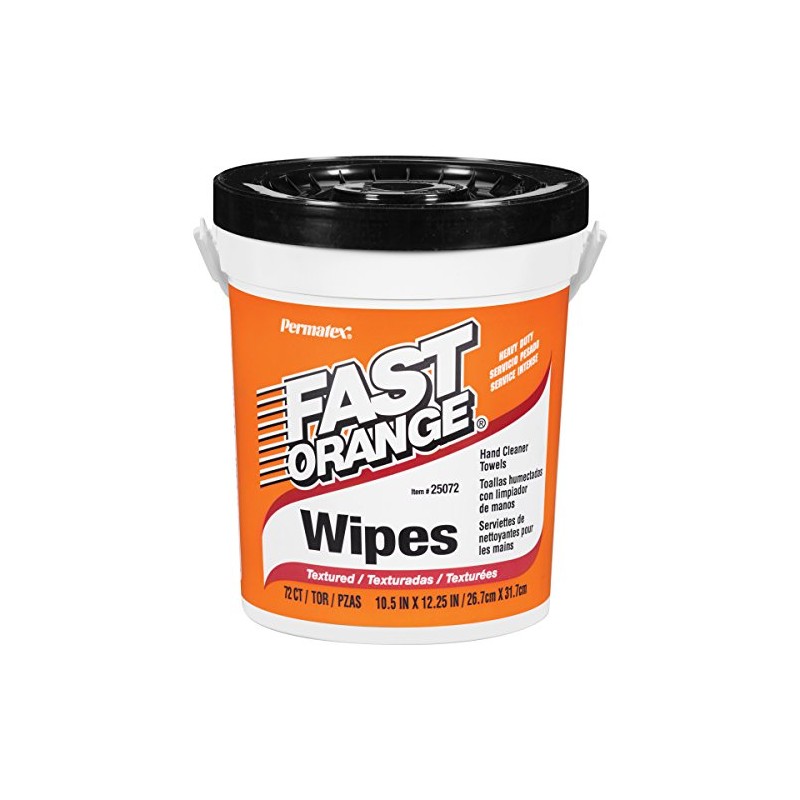 Permatex 25072 Fast Orange Hand Cleaner Wipes, 72-count Container
