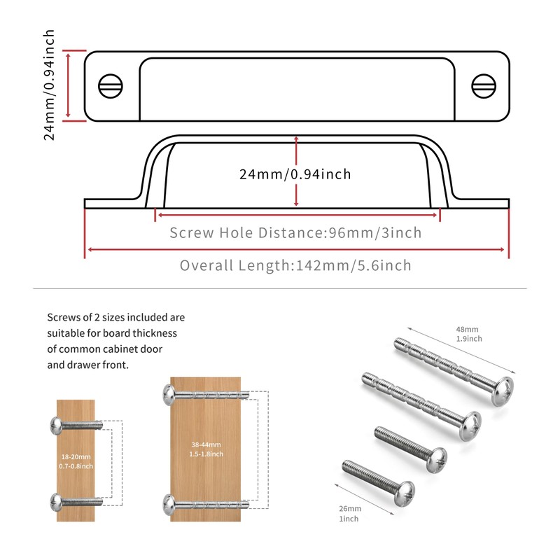 Dosoye 5 Packs 3-3/4in(96mm) Drawer Pulls Black Cabinet Cup Pulls