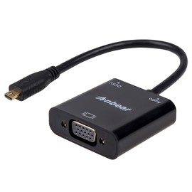 Anbear (Macho a Hembra Adaptador de Video Converter bañado en Oro 1080p Micro HDMI a VGA con Audio