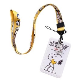 TCB Creations Snoopy's Cartoon Dog Sitting Holding Woodstock Characters Id Holder Lanyard Keychain