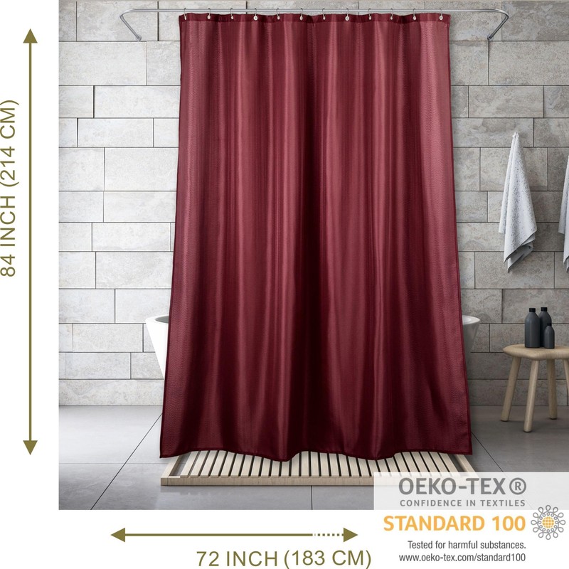 Burgundy Red Extra Long Shower Curtain: 84 Inch Linen Textured