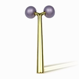 Ivy mwein Facial and Body Color Roller Massager, Y-Shaped Cooling Metal Contour to Reduce Puffiiness, Face Lift, Anti Aging, Skin Tightening, Reduce Wrinkles (Purple/Gold, 5.5 in.)