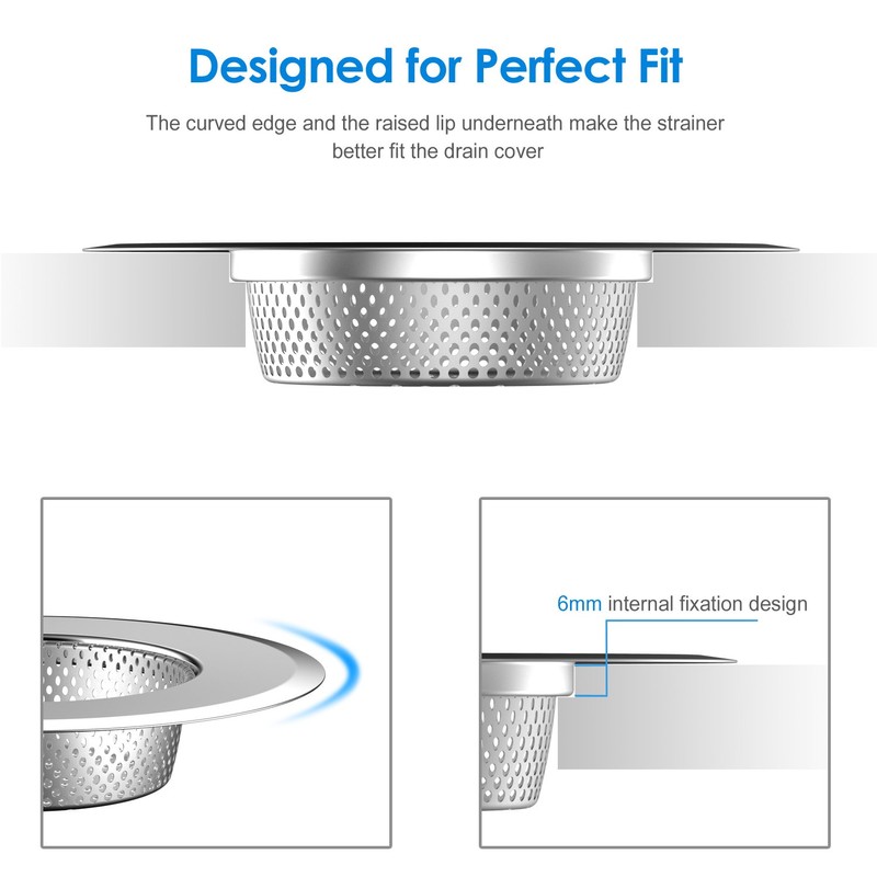 Helect 3-Pack Kitchen Sink Strainer Stainless Steel Drain Filter Strainer