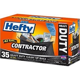 Hefty Contractor Heavy Duty Clean-Up Bags, 42 gallon, 35 count