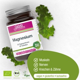 GSE Magnesium Compact, 60 Tabletten hochdosiertes Magnesium aus der Grünalge, BIO-Qualität, 100% vegan und ohne Zusatzstoffe