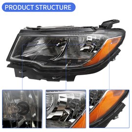 LEAVAN Headlights Assembly Fit for 2017-2021 Jeep Compass OE Factory Style Headlights(Driver side)