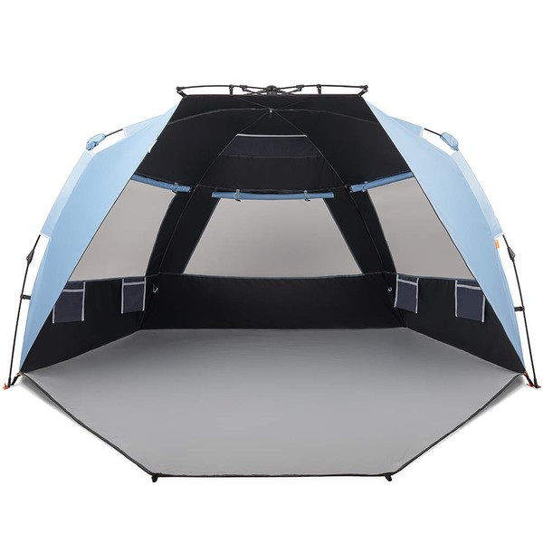 Easthills Outdoors Instant Shader Dark Shelter XL Beach Tent Pop Up Sun Shelter with UPF 50+ UV Protection for Kids & Family Sky Blue