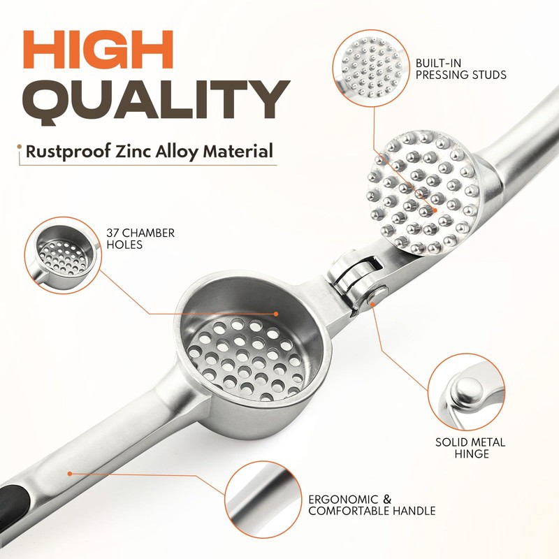 Kitchen Garlic Press Stainless Steel High Quality Rustproof and Dishwasher