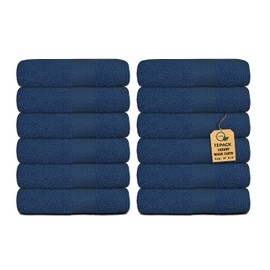Softolle Premium Wash Cloths - 100% Combed Ring Spun Cotton WashCloth - Pack of 12 Luxury Washcloths – Ultra Soft Face Towels - Highly Absorbent Wash Cloth for Face- 13" x 13" Inches (Navy Blue)