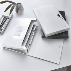 Leitz A4 Expanding File with 6 Compartments, Elastic Band Fastener, White, WOW Range, 45890001