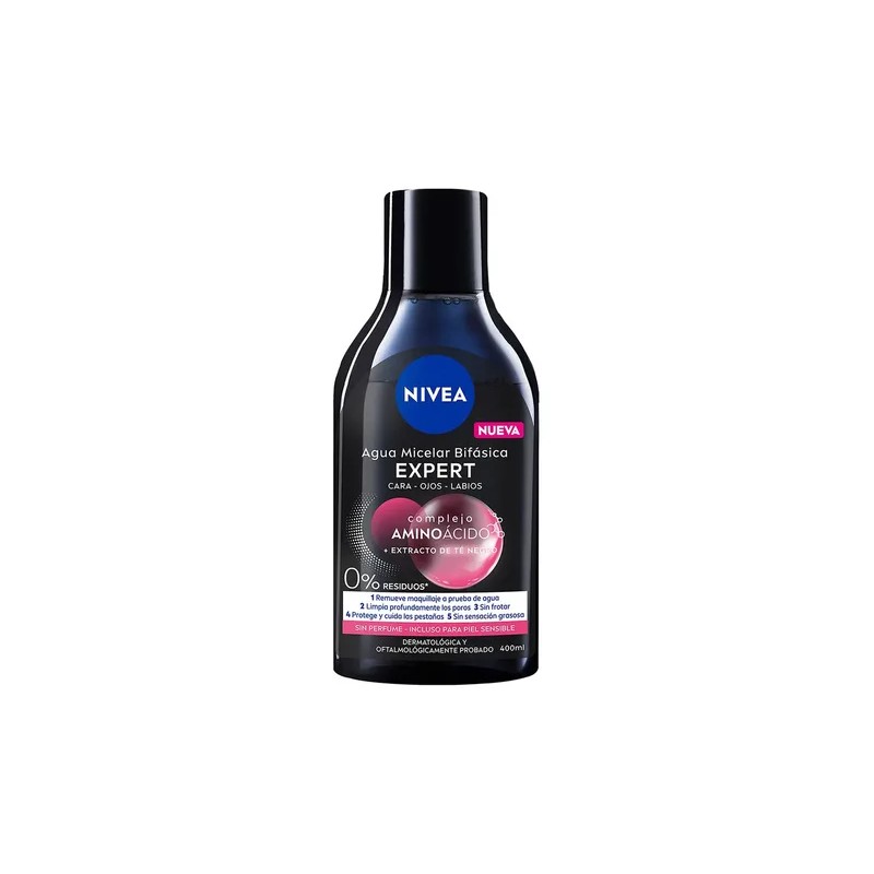 Agua Micelar Bifásica NIVEA Micellair Black Expert 400 Ml
