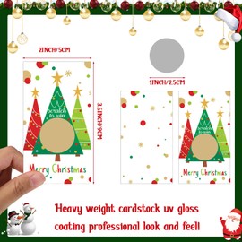 50 Pieces Christmas Scratch Off Cards Stickers Christmas Party Games Vouchers Festive Raffle Tickets Holiday Business Prize Drawings for Kids Adults Families Events Groups (Tree)