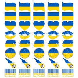 Love & Peace Ukraine Flag Tattoo Stickers, 40 Pieces Ukraine Flag Tattoo National Ukraine Flag Tattoo Stickers Love and Peace Ukraine Flag Tattoo 8 Styles