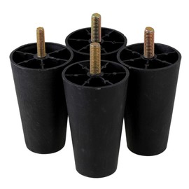 RDEXP 40 x 60 x 100mm Black Plastic Round Tapered Furniture Legs Feet with Thread Shank for Sofa Couch Pack of 4 (Type 4)