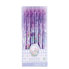 MOZXIRZ 6 Pcs Erasable Gel Pens Retractable Pens Cute Tulip Flower Pens 0.5mm Fine Point Black Ink Writing Pen Office School Pens Women Girls Pens (Black Ink-Tulip)