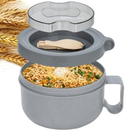 28 oz Soup Bowl with Handles, Microwave Ramen Bowl with Lid for Soup and Instant Noodles,Oatmeal, Gumbo, Salad,BPA Free (Rock Grey)