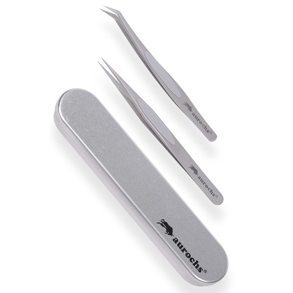 aurochs Ultra Claw Precision Stainless Steel Tweezers, Straight Tip, Set