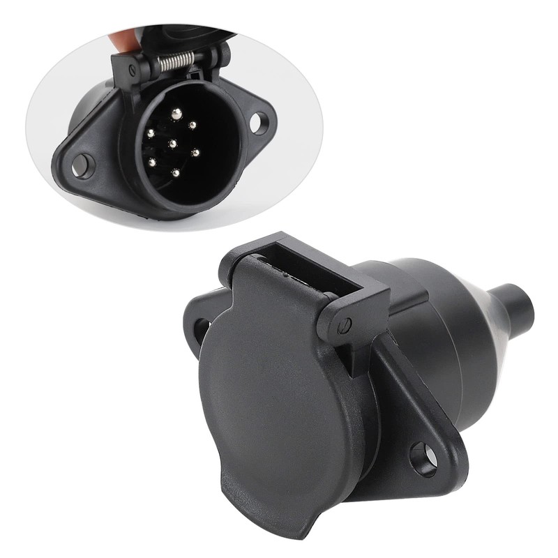 MECMO 7-Pin Round Vehicle-Side Female-End Socket Replacement SAE J560 Style,