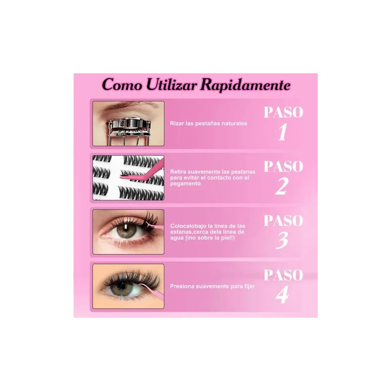 Wosheer Pestañas Postizas Autoadhesivas Sin Pegamento 10-16mm longitud mixta curva