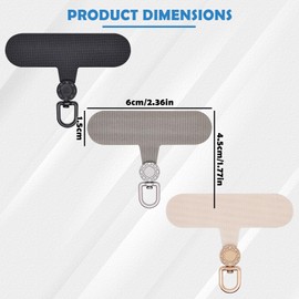 Hnonoxy 3 Pcs Handykette Pads,Multifunktionaler Patch Phone Tether Tabs, Edelstahl Handy-Lanyard-Patch,360° Drehbar Handykette Universalpads,für Handy Diebstahlschutz,（Schwarz,Grau,Hellrosa）