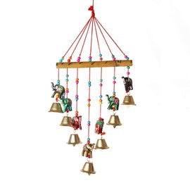 Colorful Elephant Windchaims Windchimes Jhoomar Hanging for Home Door, Wall, Temple, Bedroom , Decorative Accessories for Party, Christmas Decor , Wedding, Christmas Festivities Gift Size:- 20 Inch