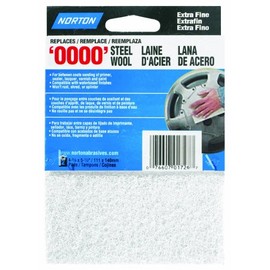 Norton 01726 Synthetic Steel Wool, White, 2-Pack, White, 4-3/8" x 5-1/2"