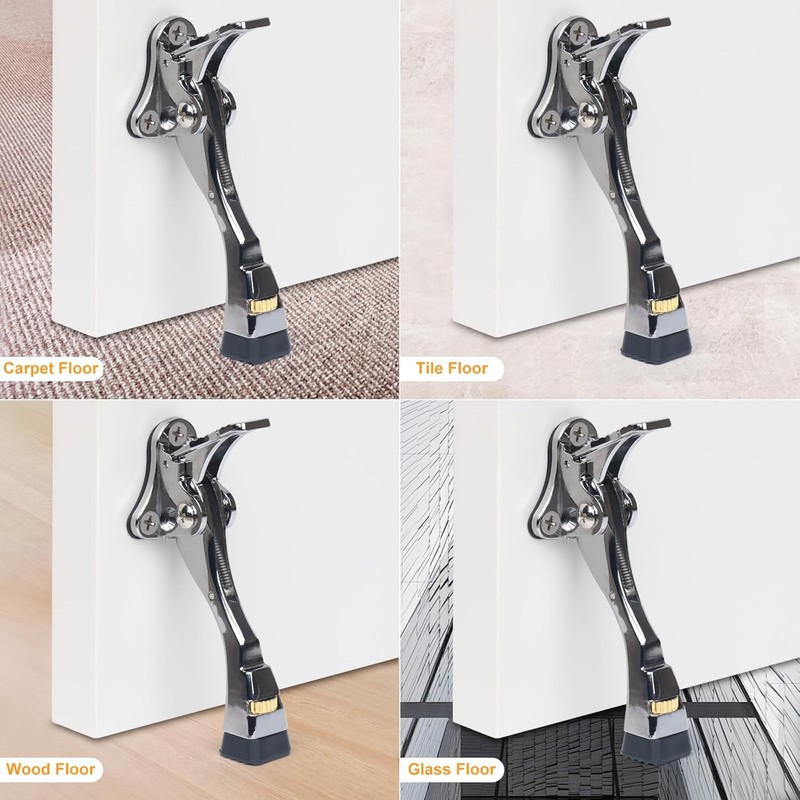  4-Pack – Heavy Duty Kickdown Door Stopper Adjustable One-Touch