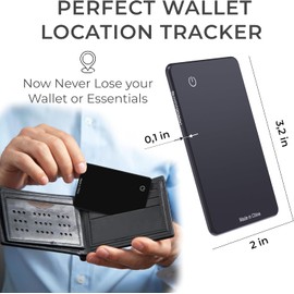 Skywin Wallet Tracker Card - Black Thin Wallet Locator Tracker Card for iOS Tracker Wallet Finder for Men and Women - Item Finders Find Keys, Phone, Wallet, Locate Anything