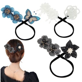 OUGWA 3 Pieces Bun Maker for Round Crown Hairstyles - Lazy Curler Clips & Hair Accessories for Women, Girls & Kids (Style 4)