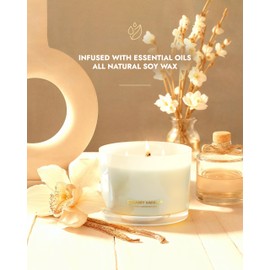 96NORTH Creamy Vanilla Scented Candles | Large 3 Wick Jar Candle | Up to 40 Hours Burning Time | 100% Natural Soy Wax | Relaxing Scented Candle for Home | Gift-Ready Luxury Candle for Men & Women