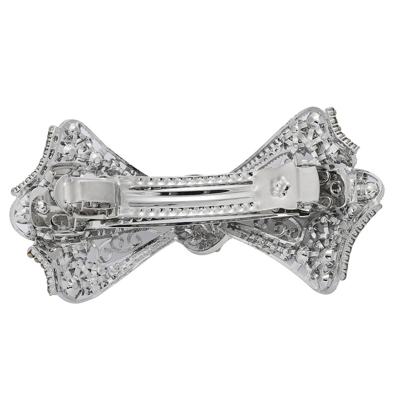 Campanula 327 Silver Lace Ribbon Barrette, Large, 1 Piece, Storage