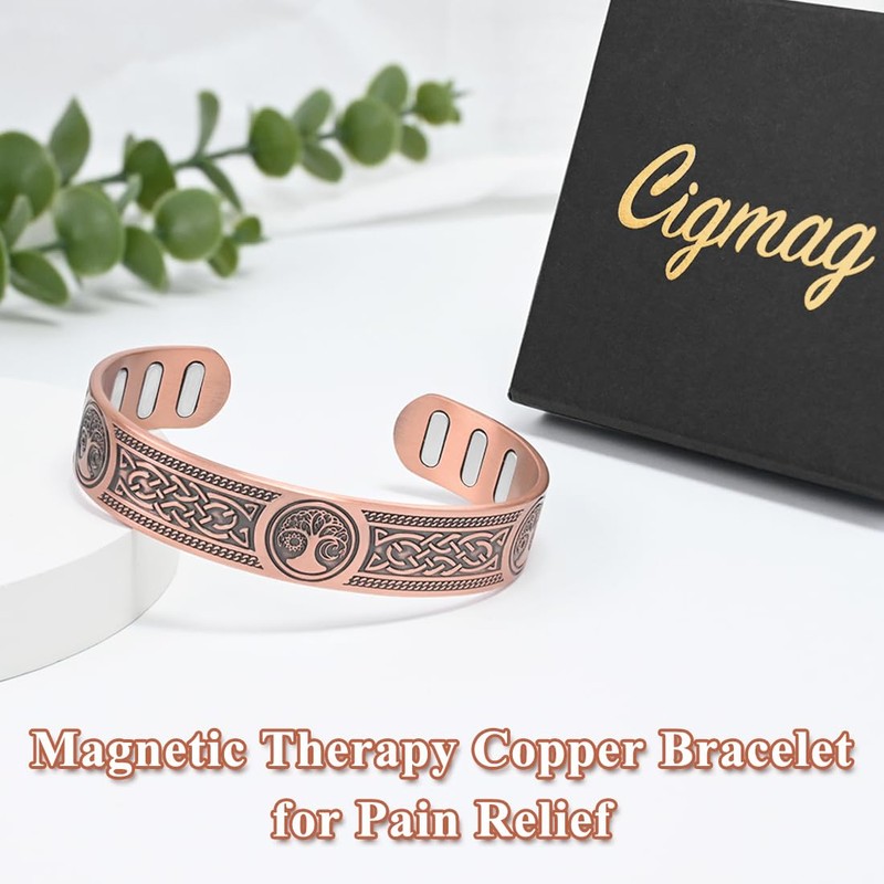Cigmag Copper Bracelet for Men, with Powerful 9X 5000 Gauss