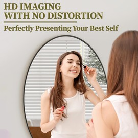 Koonmi Koonmi Black Oval Bathroom Mirror, 20"x28" Bathroom Vanity Mirror, Oval Mirror for Bedroom Living Room Entryway, Hangs Horizontal or Vertical