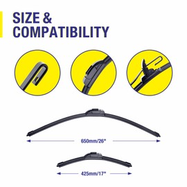 3 Wipers 26"/17"/14" Replacement For Honda CRV 2011 2010 2009 2008 2007(Set of 3), 26 Inch+17 Inch Windshield Wiper Blades with 14 Inch Rear Wiper Blade-Original Factory Quality