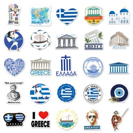 50 Packs Greece Stickers Water Bottles Laptop Phone Motorcycle Computer Guitar Skateboard Hydroflasks Greece Vinyl Sticker Waterproof Aesthetic Trendy Decals for Teens Girls Adults