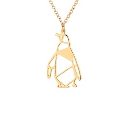 AOCHEE Origami Penguin Necklace Silver Gold Geometric Jewelry (Gold)