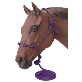 Tough 1 Poly Rope Halter W/Knots & 14Ft Lead, Purple