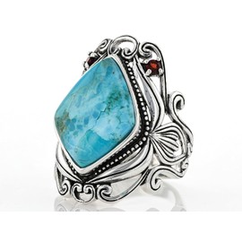 JTV Turquoise Rhodium Over Silver Ring .18ctw for Women (9)