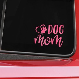 Dog Mom Paw Heart Vinyl Decal Sticker | Cars Trucks Vans SUVs Walls Cups Laptops | 5 Inch (Pink)