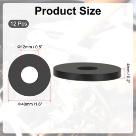 PATIKIL Multi Purpose Rubber Spacer, 12 Pcs 12mm ID x 40 OD x 4mm T Neoprene Round Anti-Vibration Isolation Pads Isolator Rubber Bushings Spacer Washer for HVAC Bolts Car Accessories