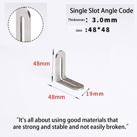 6pcs Corner Brackets,Stainless Steel L Brackets Adjustable Angle Corner Brace 48*48mm, Sliver Slotted Brace for Furniture Connectors