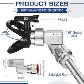 Lanties 5 Pieces Airless Paint Sprayer Gun Tip Extension Pole Rod Set for Airless Spray Gun Painting with Swivel Joint Reversible Spray Tips and Nozzle Tip Guard Protector (39 Inches)