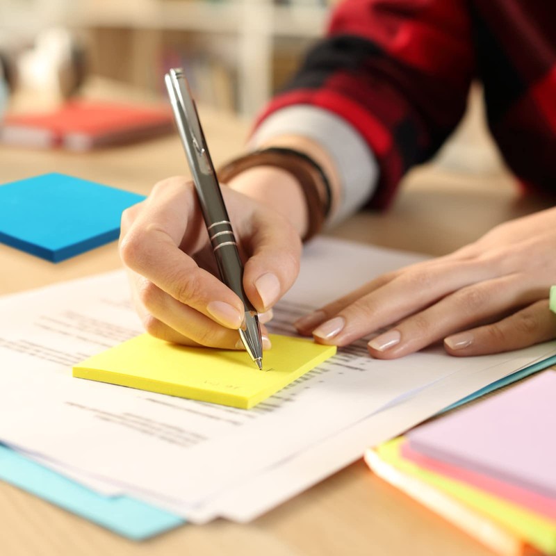 OWLKELA 1200pcs Coloured Sticky Notes, 75 x 75mm, 12 Pads