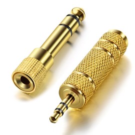 OBVIS 4 Pack Headphone Adapter 6.35 mm (1/4 Inch) Male to 3.5 mm Female Stereo Adapter Plus 3.5 mm Stereo Male to 6.35 mm (1/4 Inch) Mono Female, Gold Plated