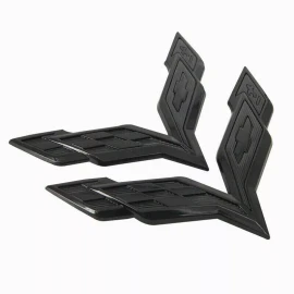 Corvette 2PC Corvette C7 Front Rear Emblem Badge 2014-2019 Cross Flag logo Matte Black