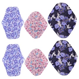 Baluue Bamboo Charcoal Sanitary Pads 6 Pack Reusable Washable for Women Surface Microfiber Absorbency Period Panty Liners Snap Design