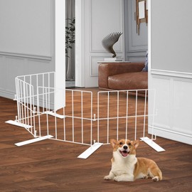 YORWHIN Short Puppy Gate - 17 Inch Height, Free Standing, Expands Up to 48 Inches, Indoor/Outdoor, Step Over Pet Fence for Small Dogs